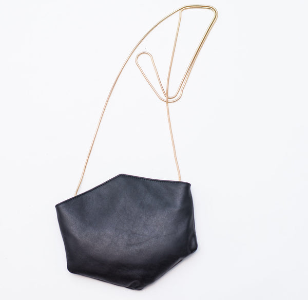 BLACK LEATHER CONVERTIBLE BELT BAG - Ruti Horn, #THEHEX COLLECTION