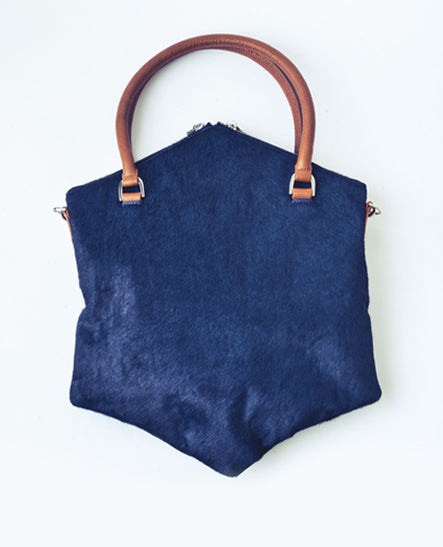SATCHEL IN NAVY PONY - Ruti Horn, #THEHEX COLLECTION