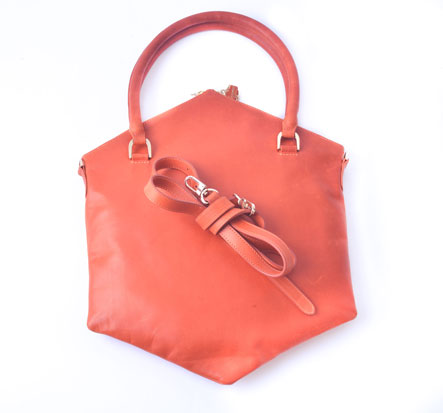 SATCHEL IN ORANGE LEATHER - Ruti Horn, #THEHEX COLLECTION